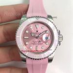 Copy Pink Rolex Submariner Watch Pink Rubber Watch Band 40mm For Mens
